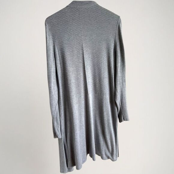 Soft Gray Ribbed Cardigan 1X Easy Throw-On Minimalist Cozy Fit - Picture 5 of 13